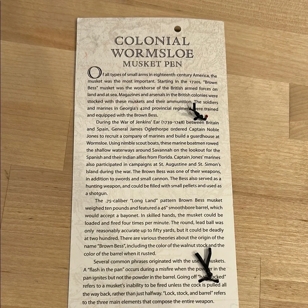 Colonial Wormsloe Musket Pen